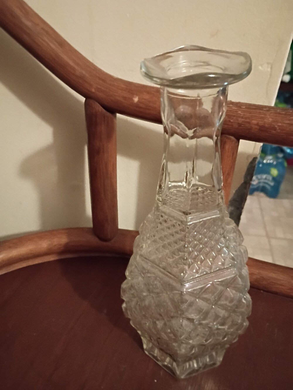 Clear Glass Cut-Pattern Decorative Vase by